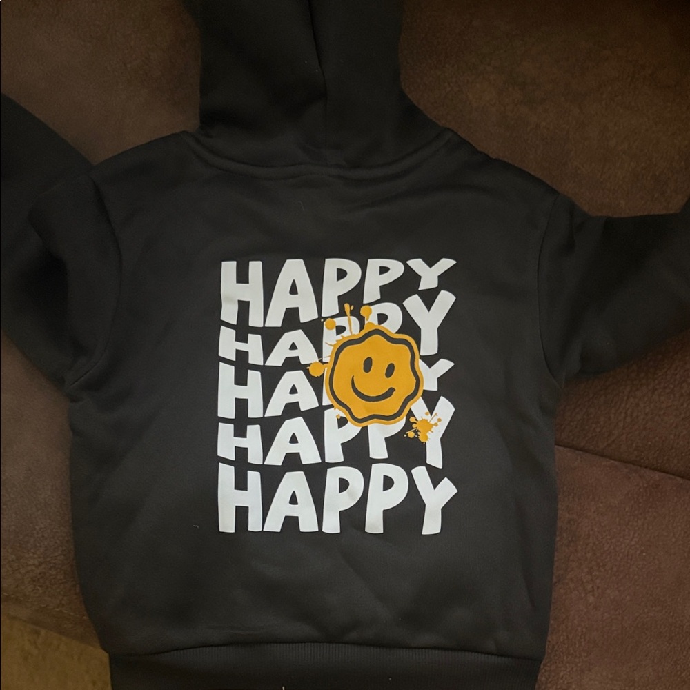 SHEIN Black Happy Hoodie for Kids